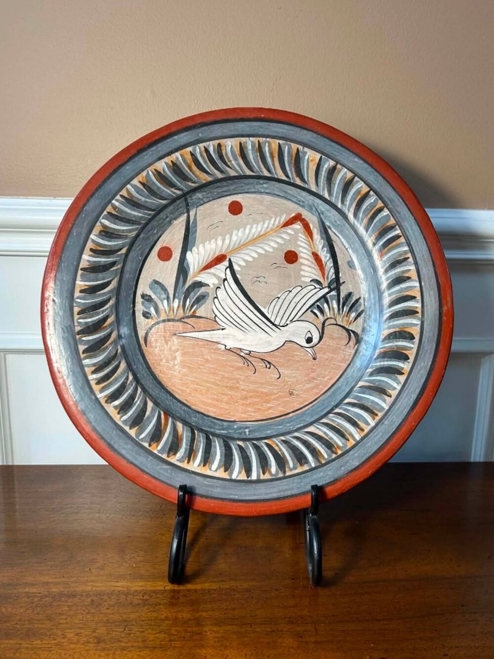 Mexican pottery - 15” Tonala bird plate